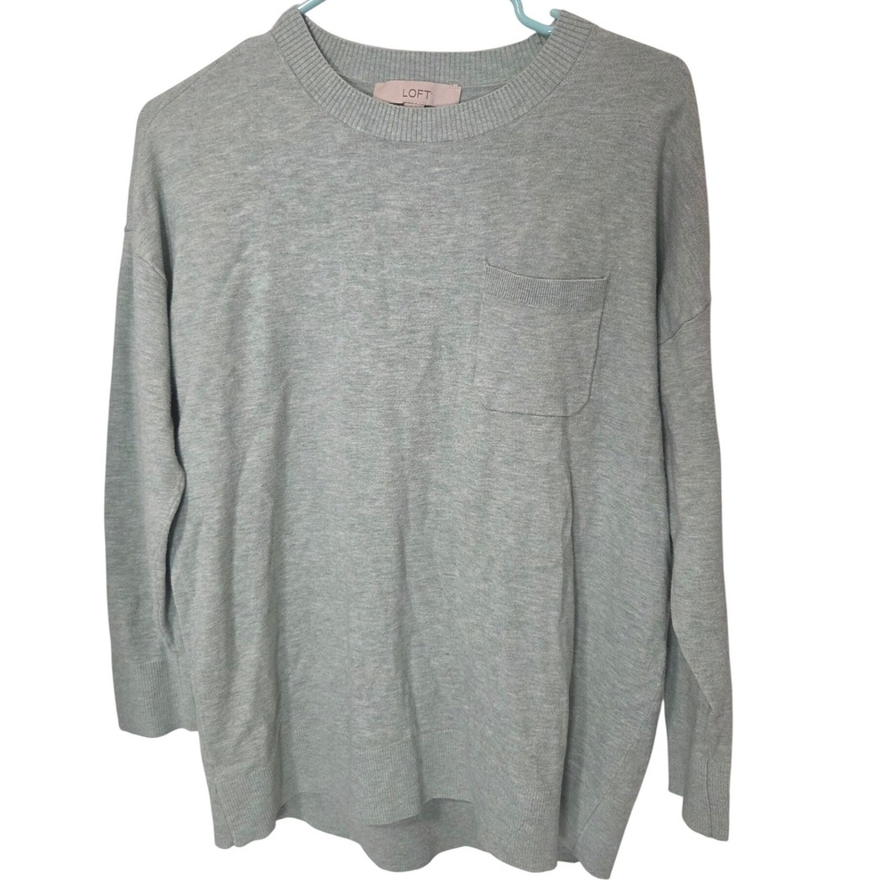 Loft Long Sleeve Sweater Large Mint Green Fair Pocket Knit Pullover